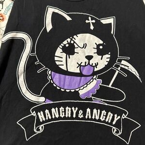 Black Hangry & Angry Cat Graphic Tee